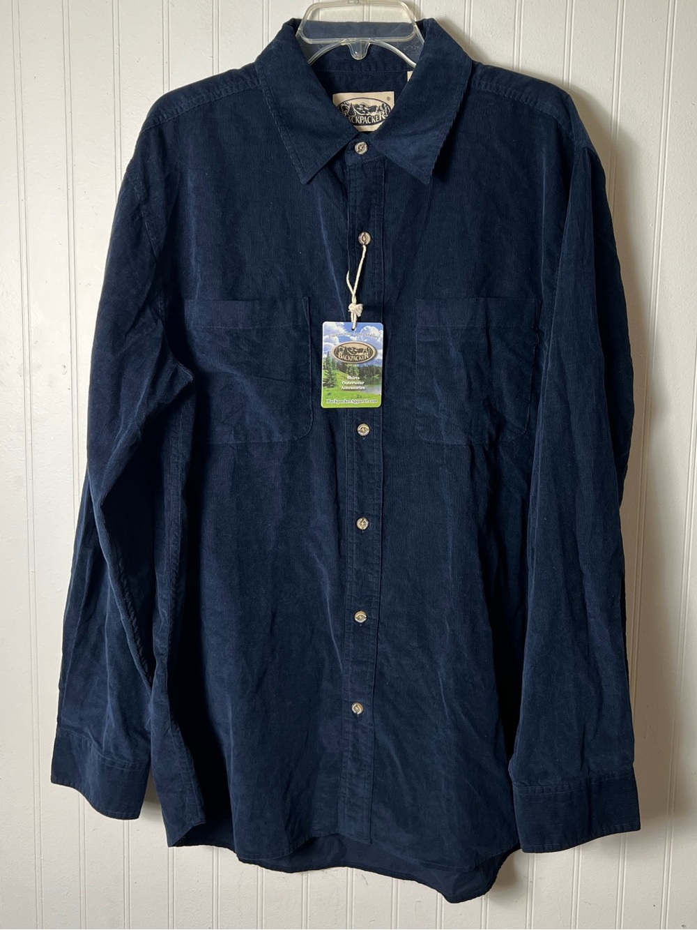 Backpacker Mens XL Navy Blue Corduroy Button Shirt